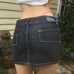 RARE Vintage Von Dutch Dark Denim Mini Skirt!